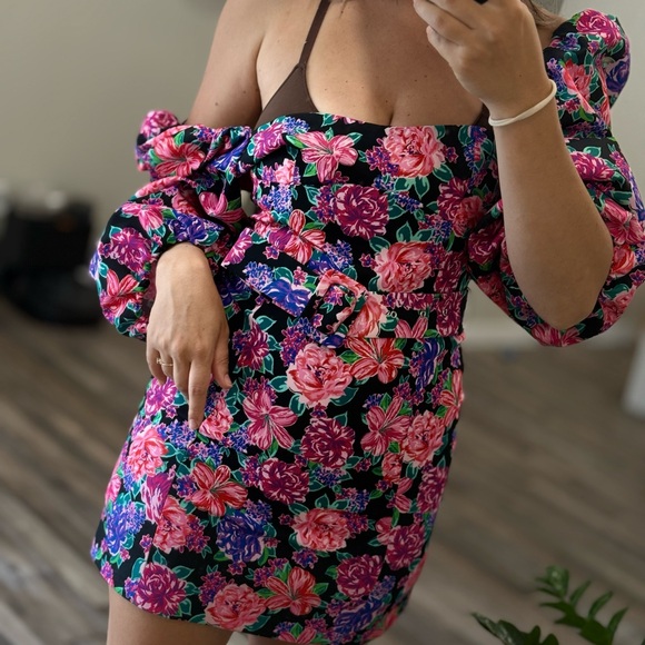 Zara Floral Mini Dress - Pink and Blue - Picture 4 of 6